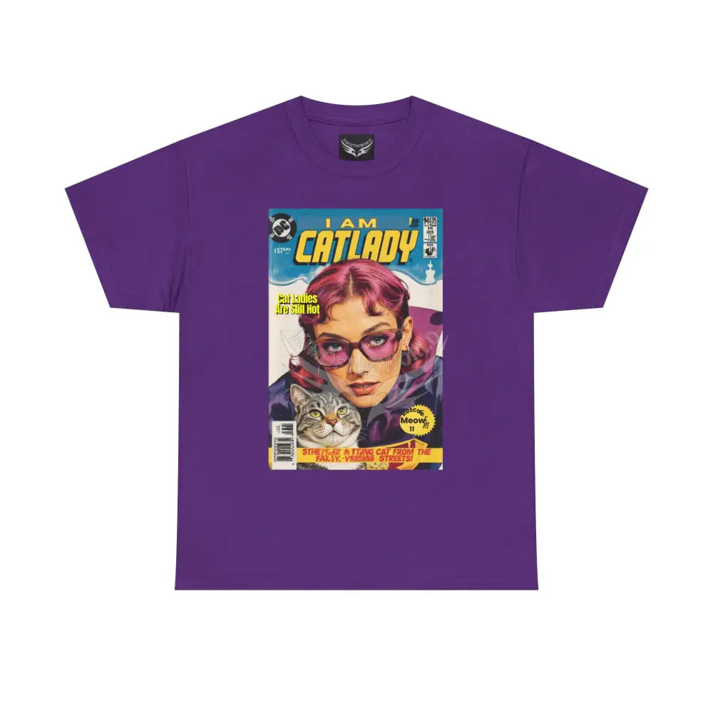 I Am Catlady Retro Comic Tee - Vintage Cat Lover Graphic T-Shirt Purple / S T-Shirt