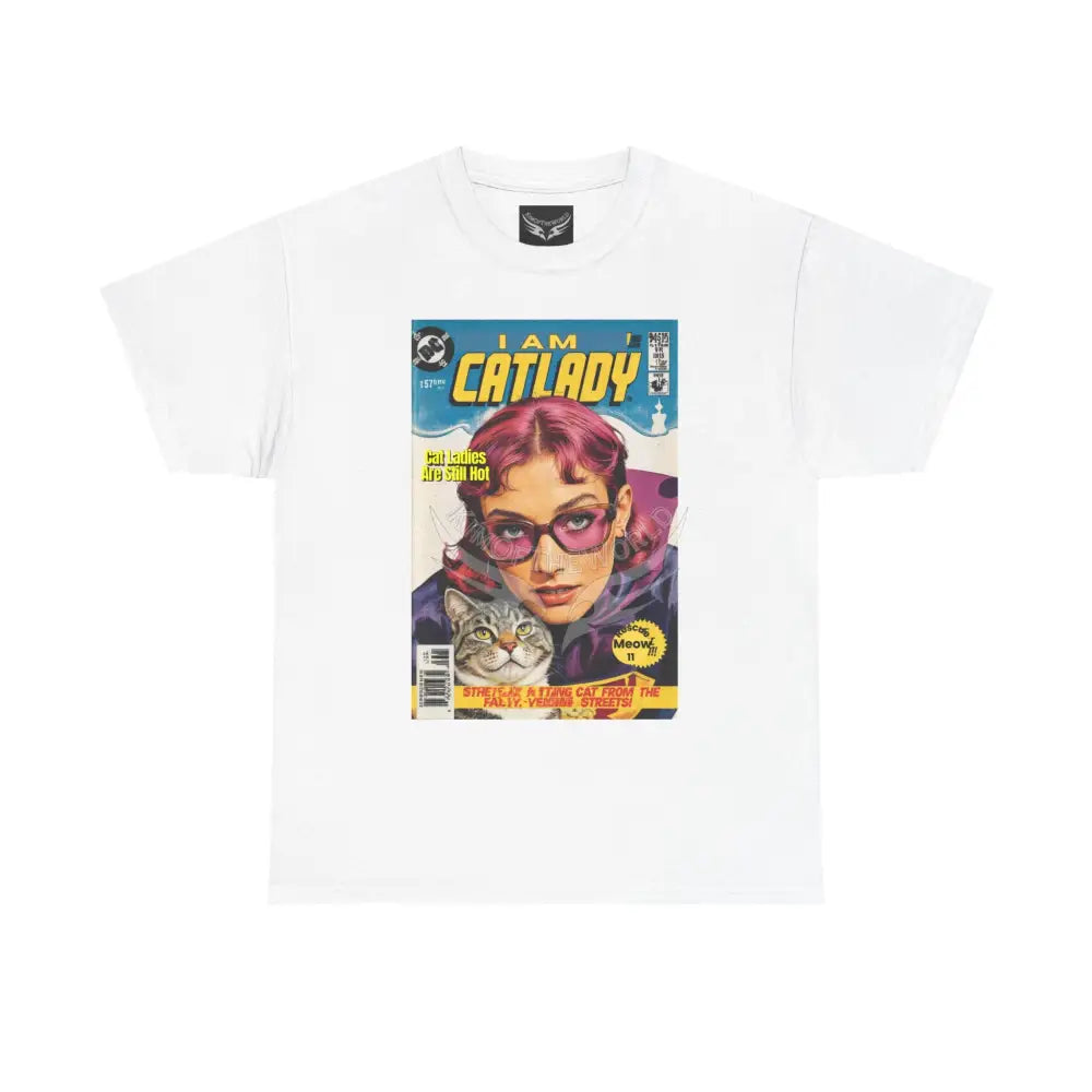 I Am Catlady Retro Comic Tee - Vintage Cat Lover Graphic T-Shirt White / S T-Shirt