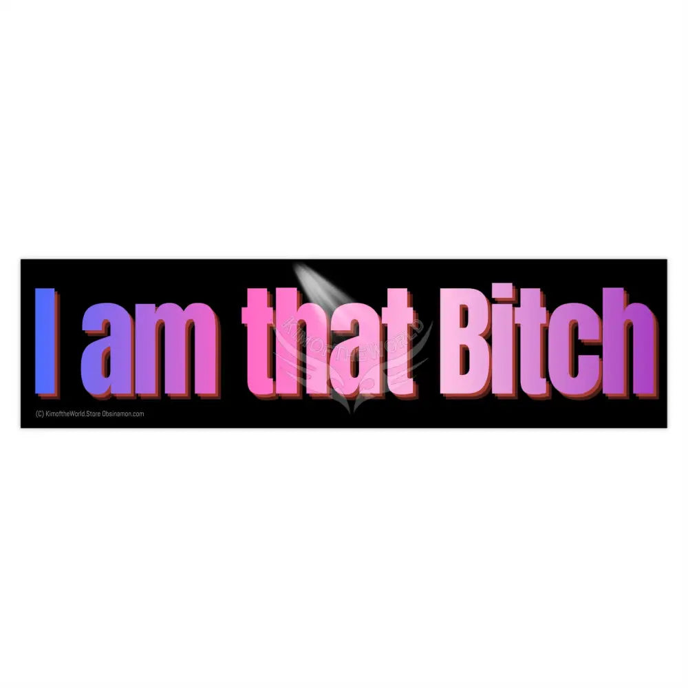 ’I am That Bitch’ Funny Messages Bumper Sticker — Uplifting Inspirational Quotes 15’’ × 3.75’’ / Rectangle / White