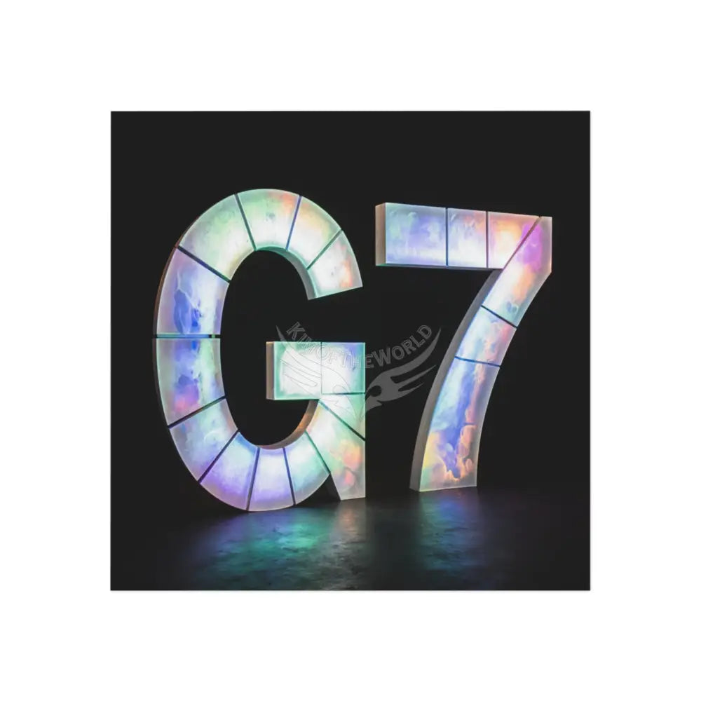 Illuminated Floral G7 Square Magnet — Glitter Resin Letter Magnet 3’’ x 3’’ / Square / 1 pc Home Decor