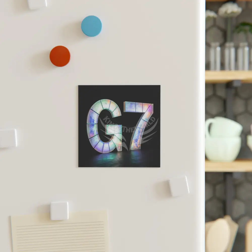 Illuminated Floral G7 Square Magnet — Glitter Resin Letter Magnet Home Decor
