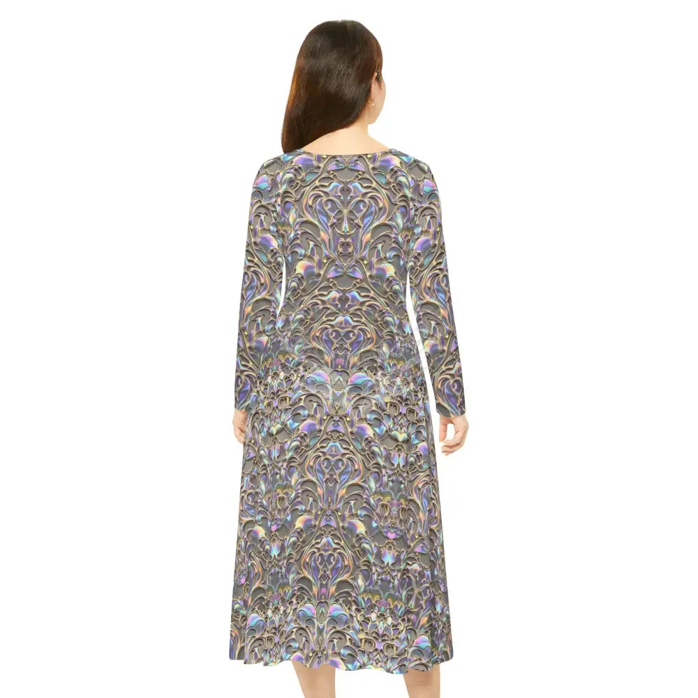 Iridescent Fine Tile Print Dress – Women’s Long Sleeve AOP L All Over Prints