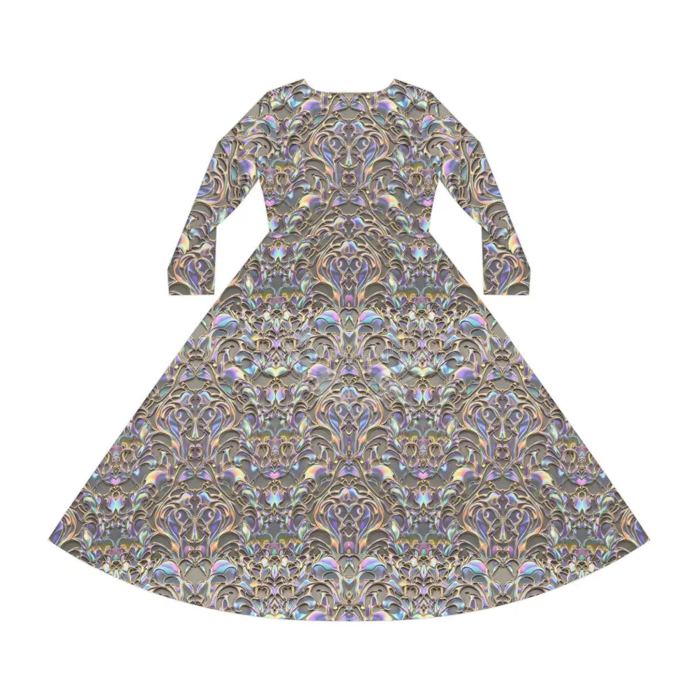 Iridescent Fine Tile Print Dress – Women’s Long Sleeve AOP L All Over Prints