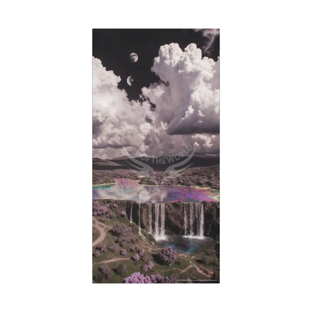 Iridescent Waterfall Landscape Matte Canvas Print — Stretched Wall Art 15’’ x 30’’ (Vertical) / 1.25’’ Canvas
