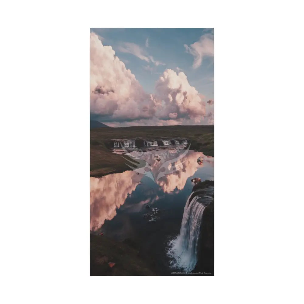 Iridescent Waterfall Landscape Matte Canvas Print — Stretched Wall Art 15’’ x 30’’ (Vertical) / 1.25’’ Canvas
