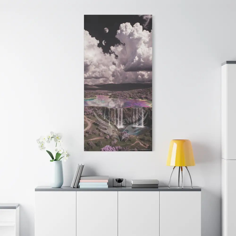 Iridescent Waterfall Landscape Matte Canvas Print — Stretched Wall Art Canvas
