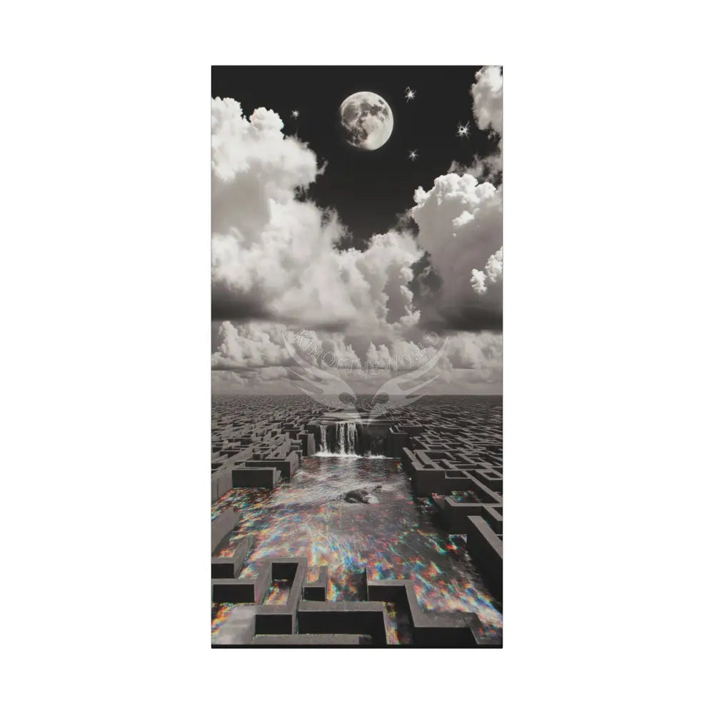 Iridescent Waterfall Landscape Matte Canvas Print — Stretched Wall Art 20’’ x 40’’ (Vertical) / 1.25’’ Canvas