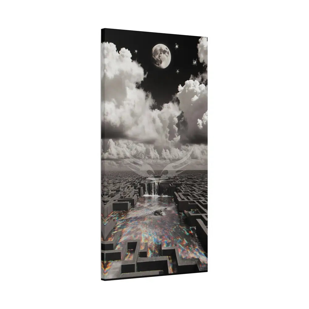 Iridescent Waterfall Landscape Matte Canvas Print — Stretched Wall Art Canvas