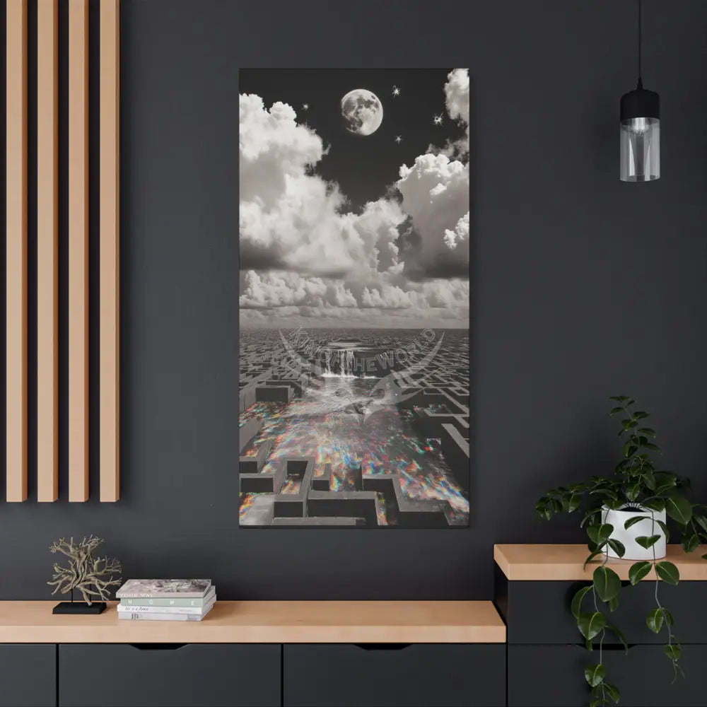 Iridescent Waterfall Landscape Matte Canvas Print — Stretched Wall Art Canvas