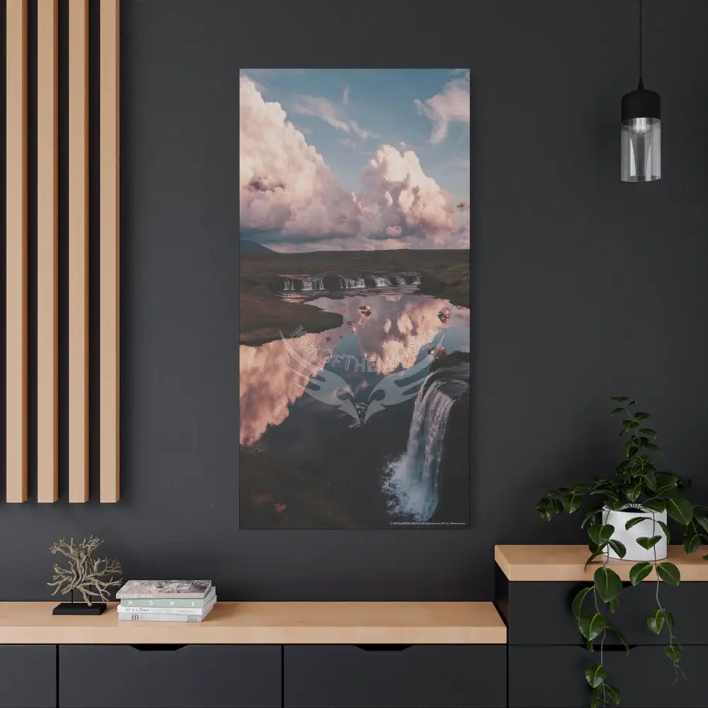 Iridescent Waterfall Landscape Matte Canvas Print — Stretched Wall Art Canvas