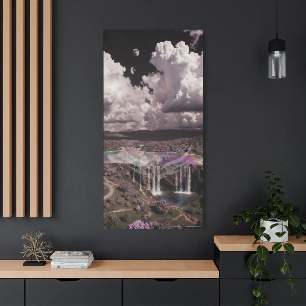 Iridescent Waterfall Landscape Matte Canvas Print — Stretched Wall Art Canvas