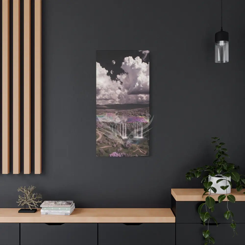 Iridescent Waterfall Landscape Matte Canvas Print — Stretched Wall Art Canvas