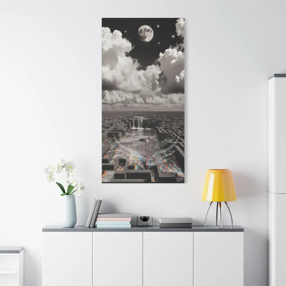 Iridescent Waterfall Landscape Matte Canvas Print — Stretched Wall Art Canvas