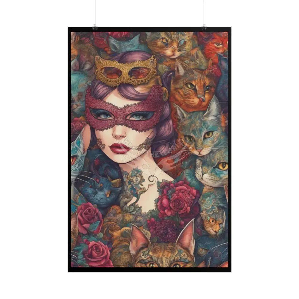 Kitty Cat Weird Print Pattern Empowered Cat Lady Rolled Poster — ’Cat Ladies Are Still Hot’ Campaign Poster