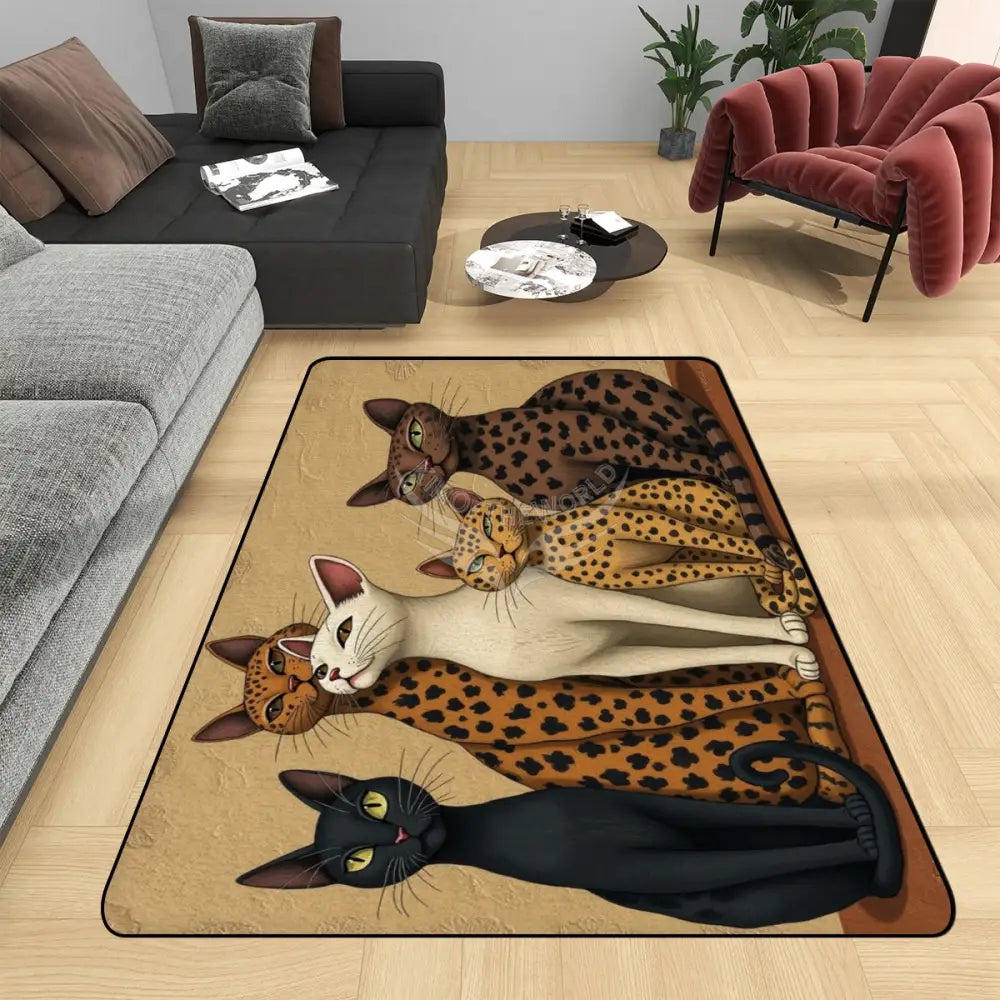 Kitty Cats 5 Meows Area Rug Floor Carpet 8x5.3 - 96’’x64’’ - Rugs & Mats