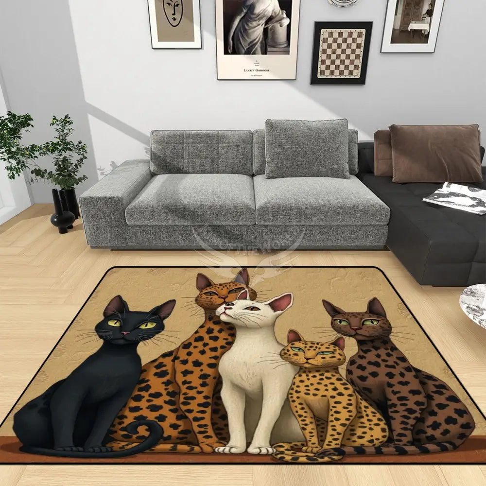 Kitty Cats 5 Meows Area Rug Floor Carpet 8x5.3 - 96’’x64’’ - Rugs & Mats