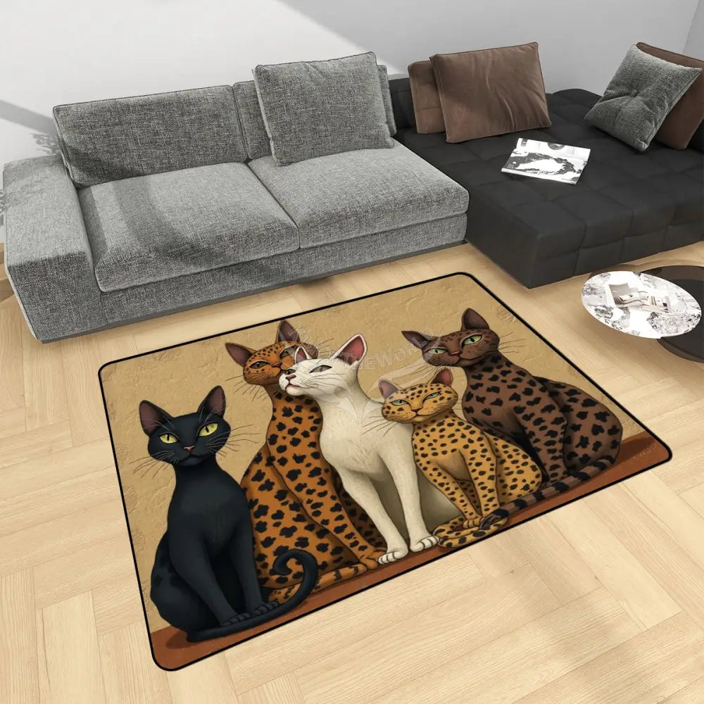 Kitty Cats 5 Meows Area Rug Floor Carpet 8x5.3 - 96’’x64’’ - Rugs & Mats