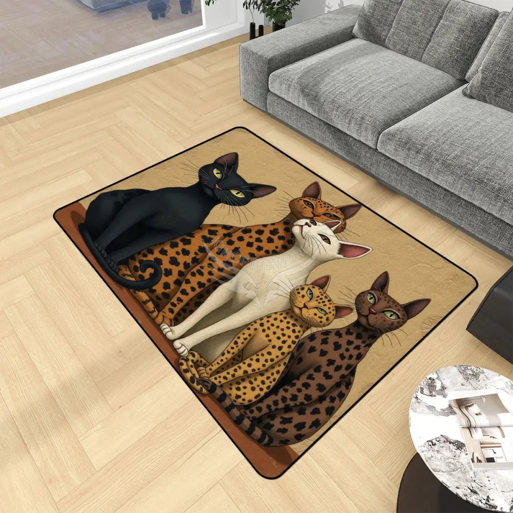 Kitty Cats 5 Meows Area Rug Floor Carpet 8x5.3 - 96’’x64’’ - Rugs & Mats
