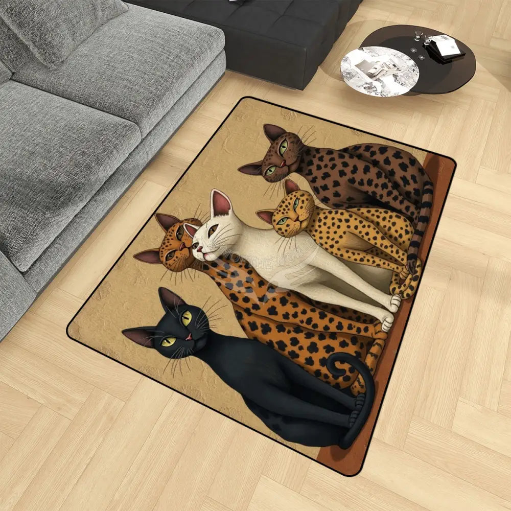 Kitty Cats 5 Meows Area Rug Floor Carpet 8x5.3 - 96’’x64’’ - Rugs & Mats