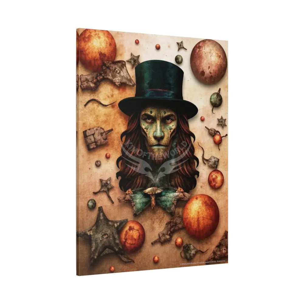 Kitty Multi-Dimensional Floral Cat Lion Man Leo Lovers Canvas — Matte Stretched Wall Art Canvas