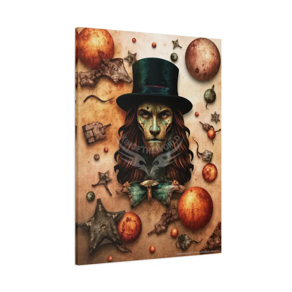 Kitty Multi-Dimensional Floral Cat Lion Man Leo Lovers Canvas — Matte Stretched Wall Art Canvas