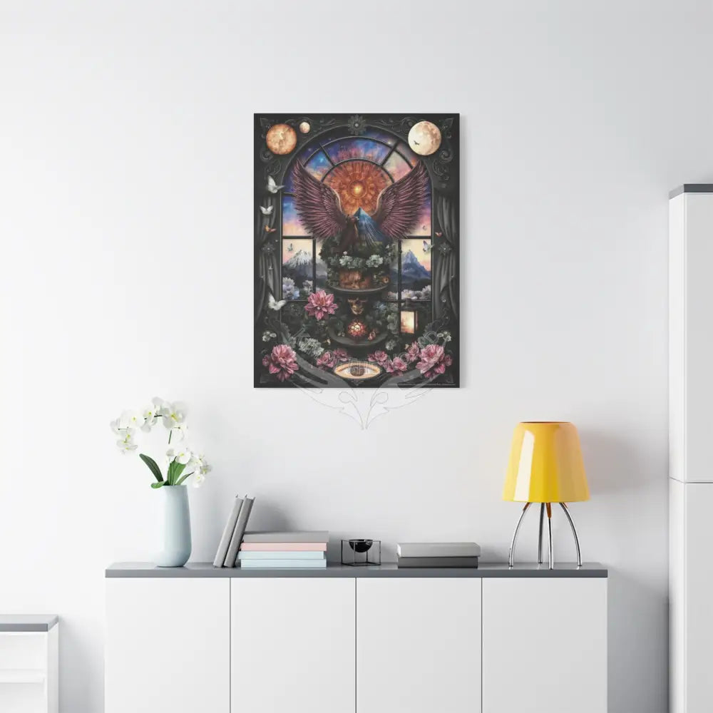 Kitty Multi-Dimensional Floral Cat Lovers Canvas — Matte Stretched Wall Art Canvas