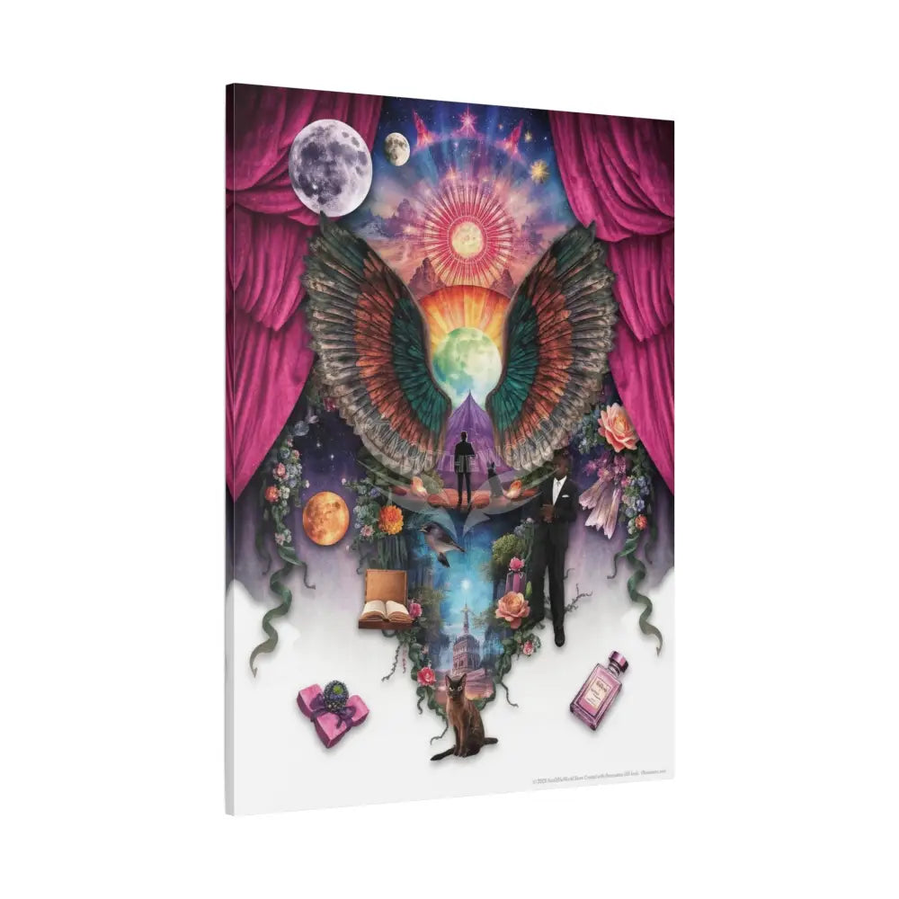 Kitty Multi-Dimensional Floral Cat Lovers Canvas — Matte Stretched Wall Art Canvas