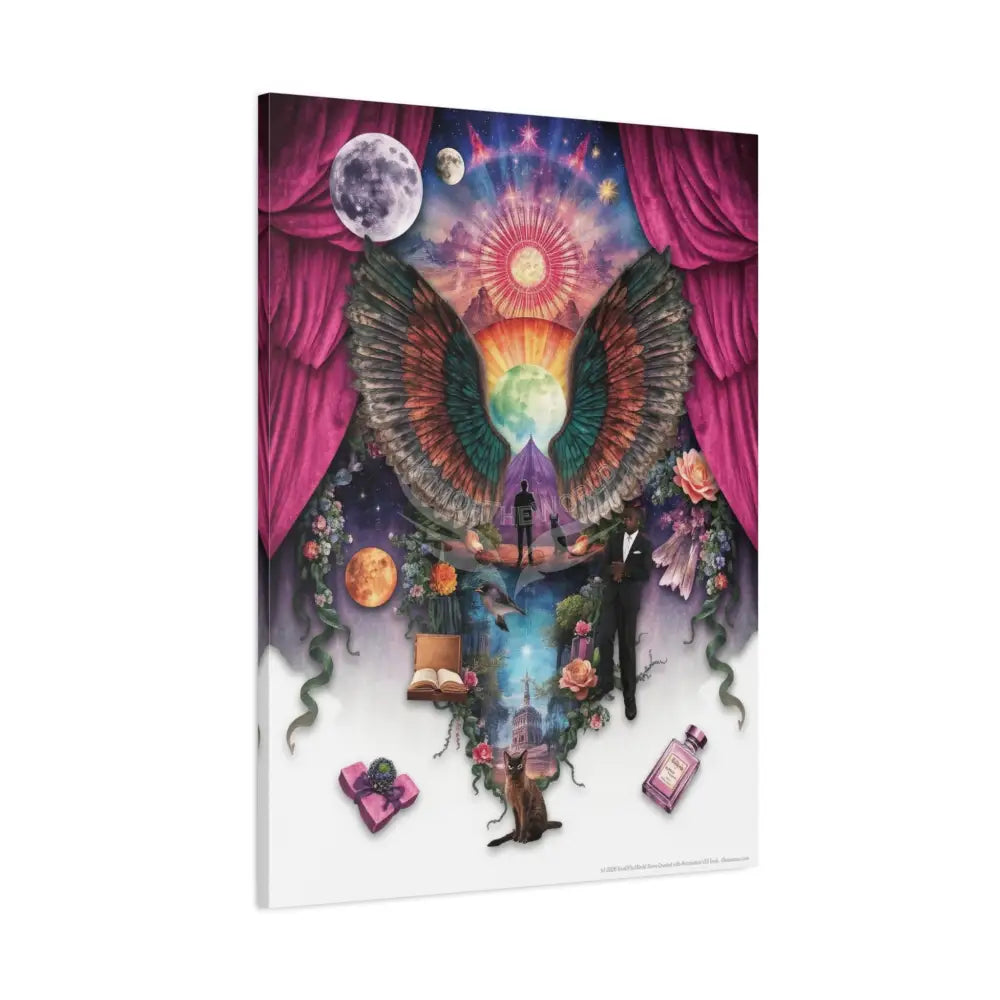 Kitty Multi-Dimensional Floral Cat Lovers Canvas — Matte Stretched Wall Art Canvas