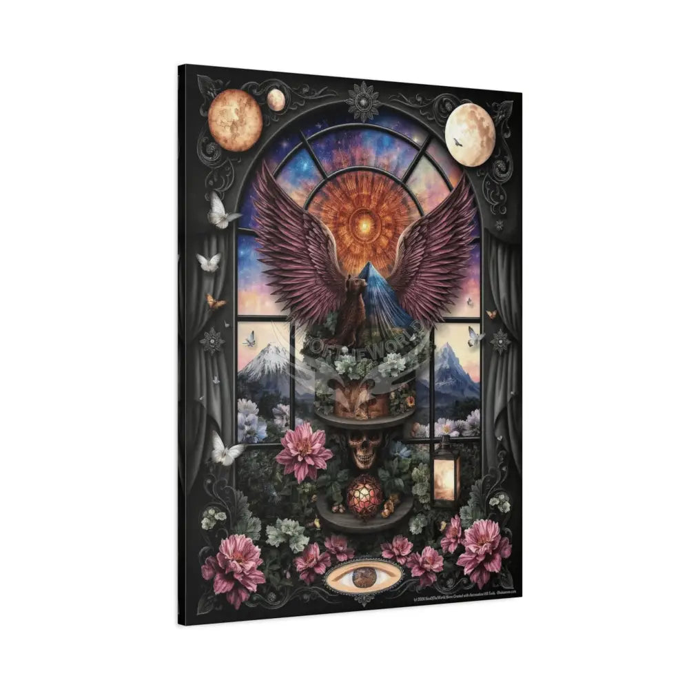 Kitty Multi-Dimensional Floral Cat Lovers Canvas — Matte Stretched Wall Art Canvas
