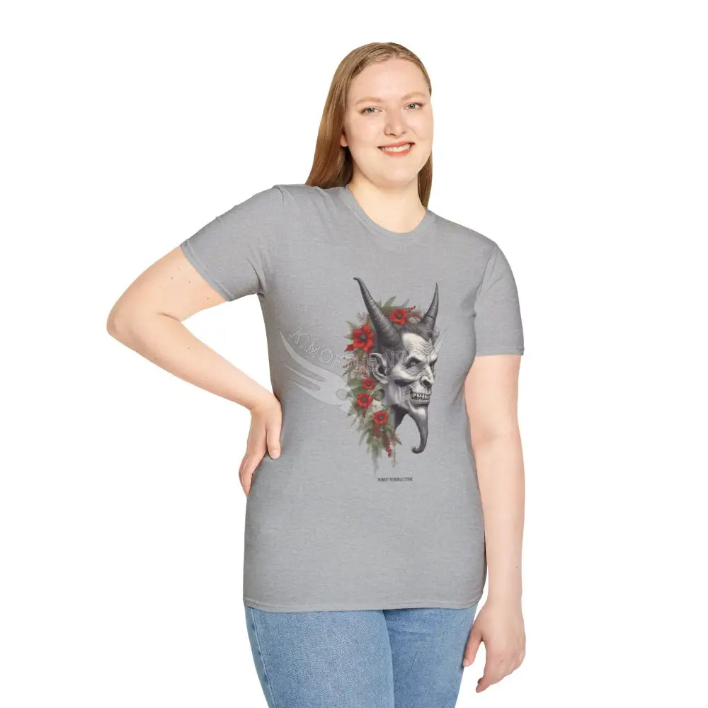Krampus Christmas Lore Holiday Fae Horned Skull & Roses T-Shirt T-Shirt