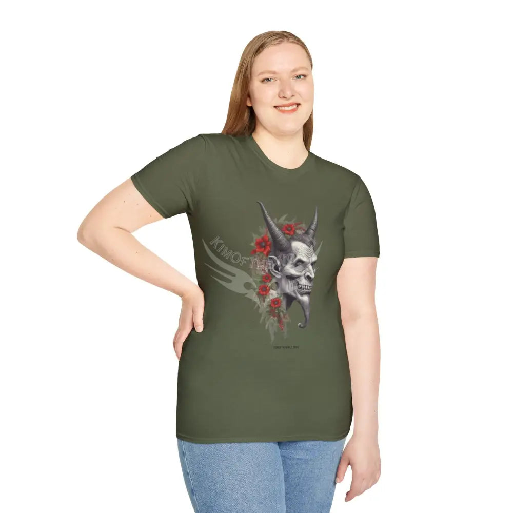 Krampus Christmas Lore Holiday Fae Horned Skull & Roses T-Shirt T-Shirt