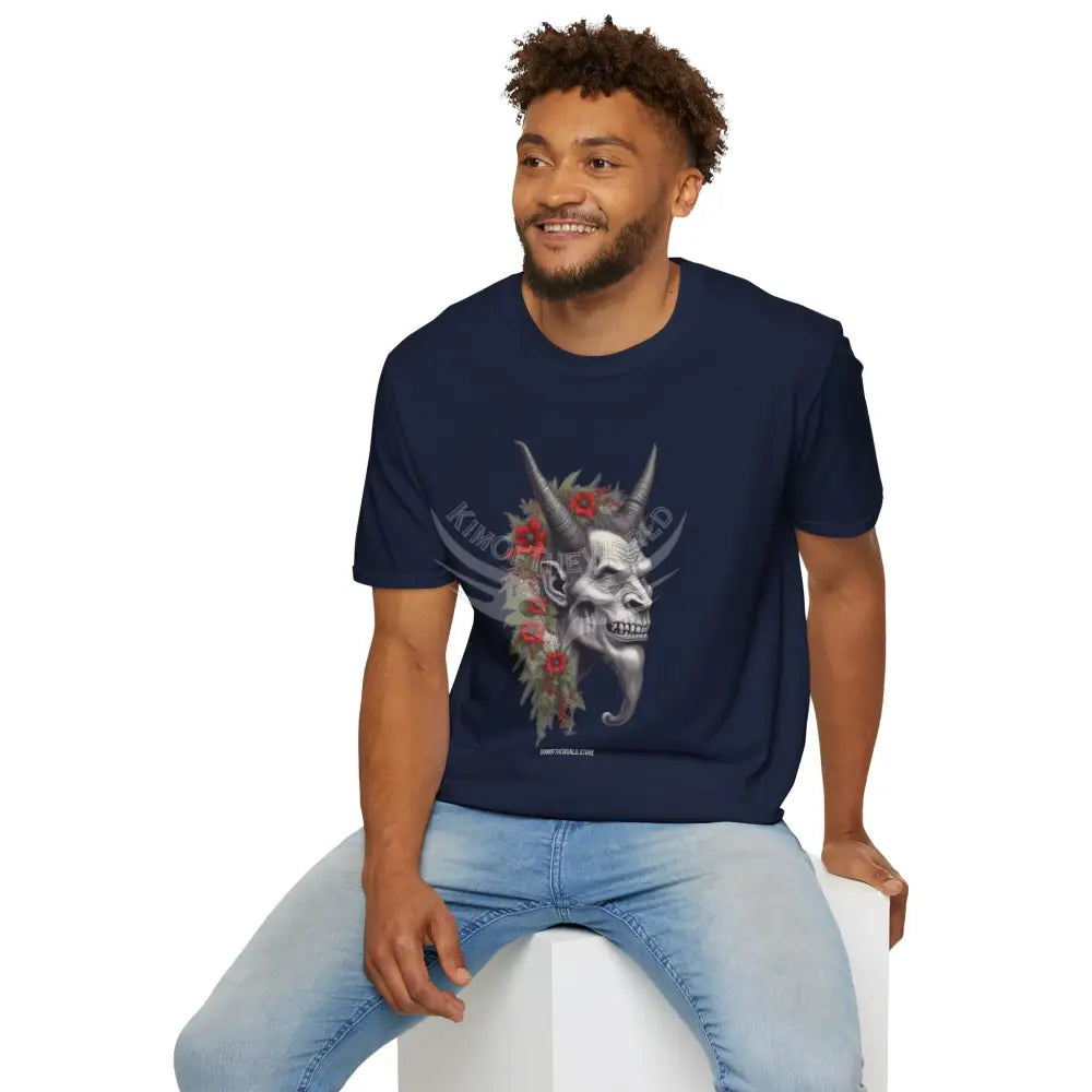 Krampus Christmas Lore Holiday Fae Horned Skull & Roses T-Shirt T-Shirt