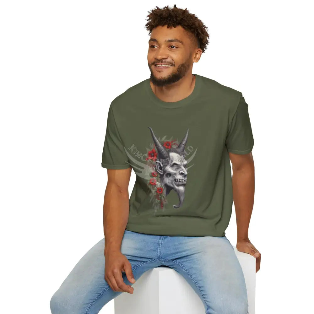 Krampus Christmas Lore Holiday Fae Horned Skull & Roses T-Shirt T-Shirt