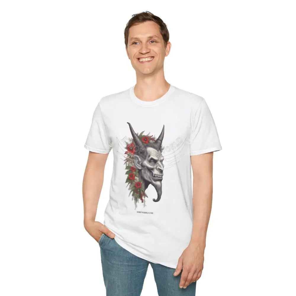 Krampus Christmas Lore Holiday Fae Horned Skull & Roses T-Shirt T-Shirt