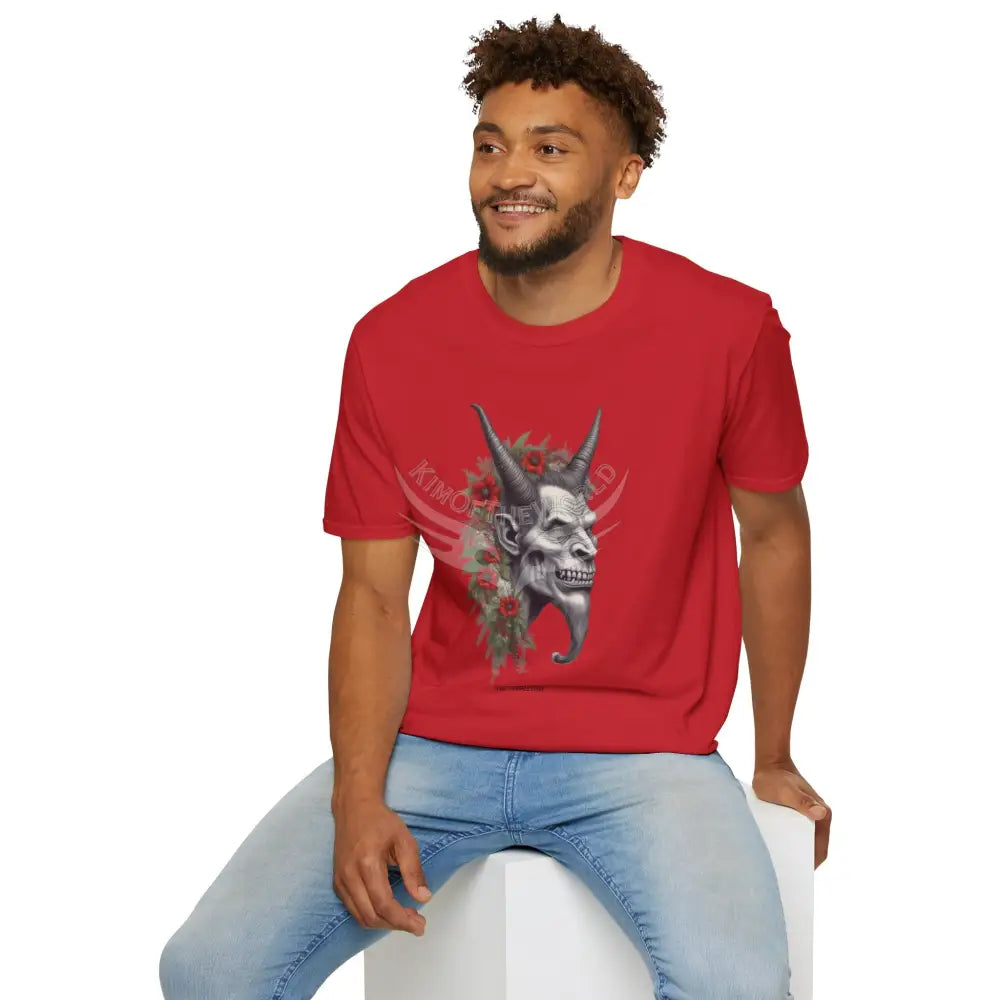 Krampus Christmas Lore Holiday Fae Horned Skull & Roses T-Shirt T-Shirt