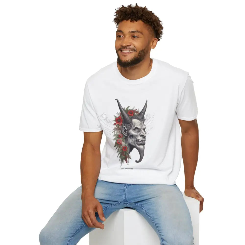 Krampus Christmas Lore Holiday Fae Horned Skull & Roses T-Shirt T-Shirt