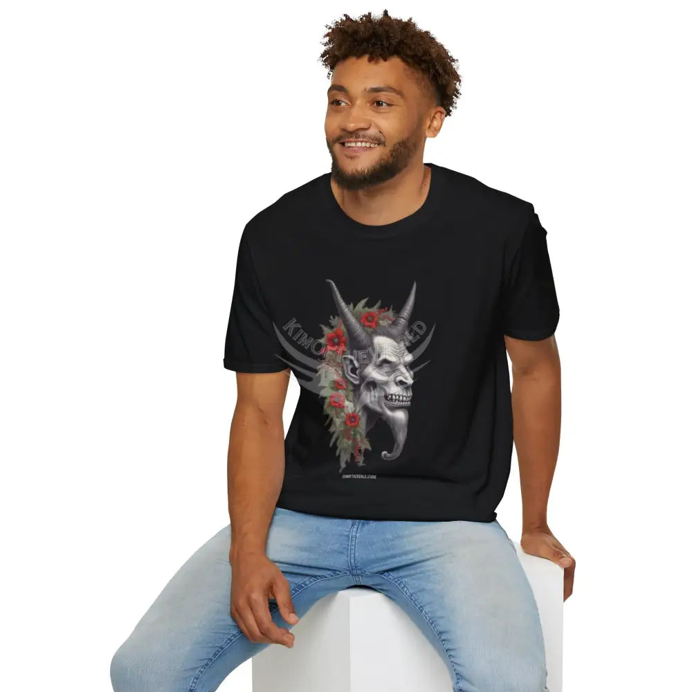 Krampus Christmas Lore Holiday Fae Horned Skull & Roses T-Shirt T-Shirt
