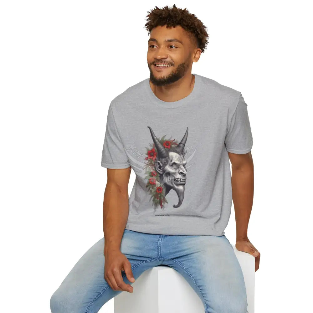 Krampus Christmas Lore Holiday Fae Horned Skull & Roses T-Shirt T-Shirt