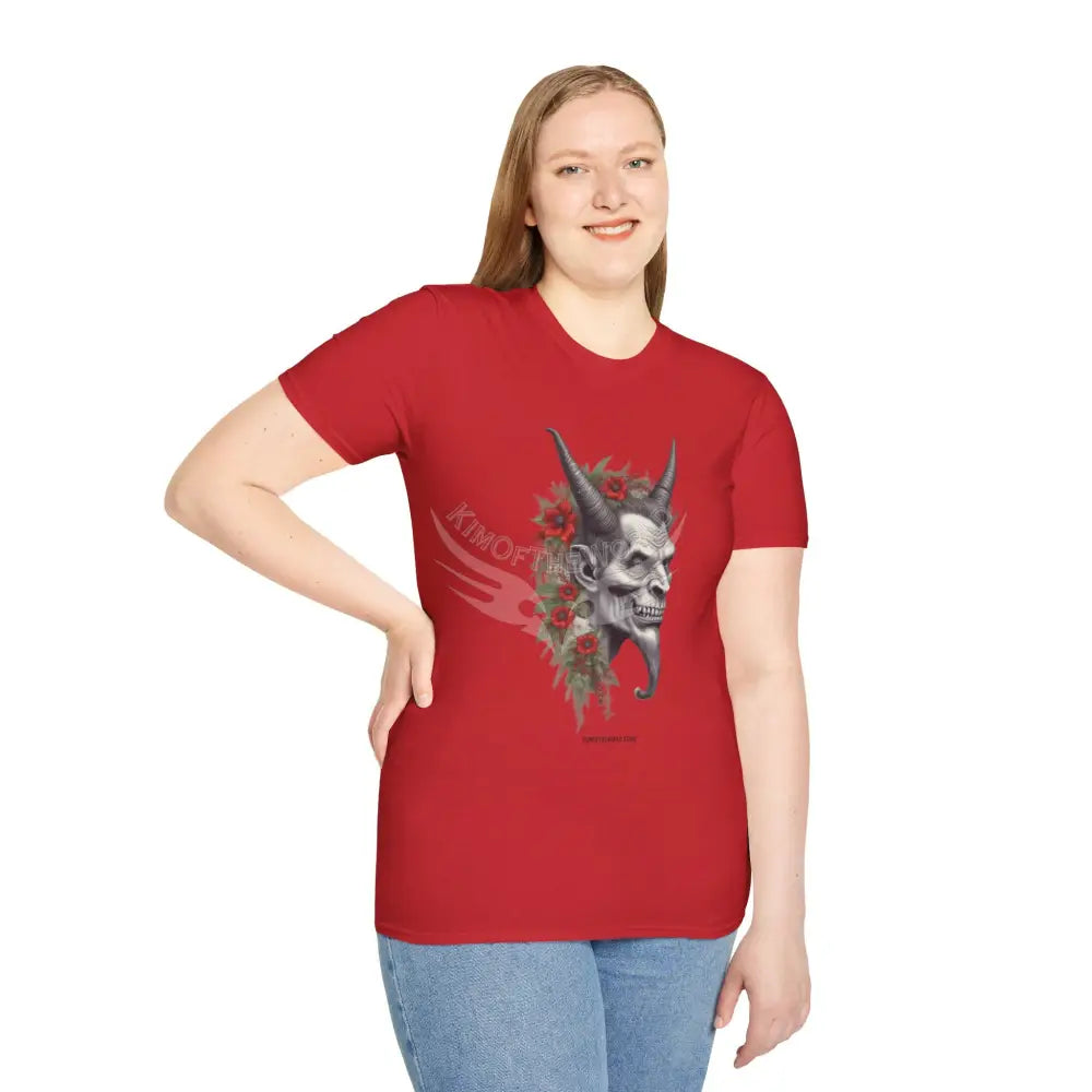Krampus Christmas Lore Holiday Fae Horned Skull & Roses T-Shirt T-Shirt