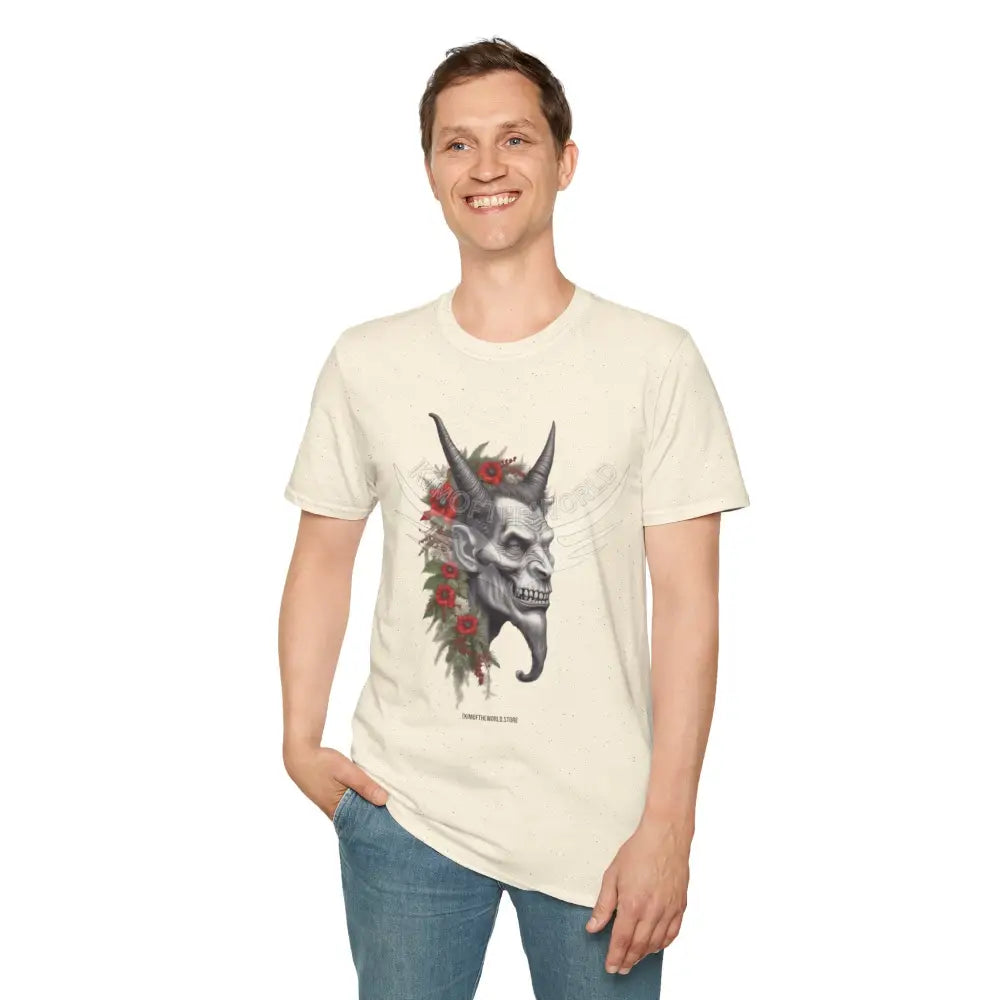 Krampus Christmas Lore Holiday Fae Horned Skull & Roses T-Shirt T-Shirt