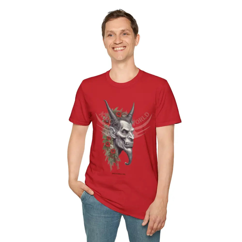 Krampus Christmas Lore Holiday Fae Horned Skull & Roses T-Shirt T-Shirt