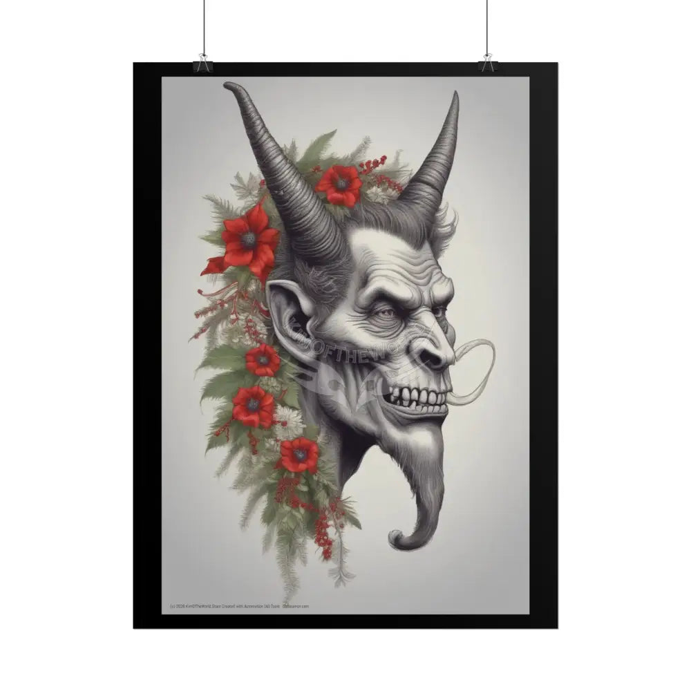 Krampus Holiday Poster — Rolled Christmas Folklore Fae Wall Art Poster