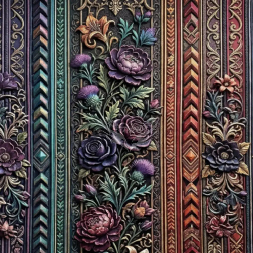 Large 3D Floral Colorful Stripes Unpasted Mural Wallpaper 144’’x100’’ - 144’’x100’’ - Wall Coverings