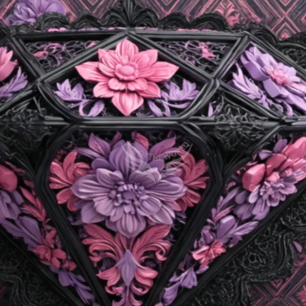Large 3D Floral Diamond Unpasted Mural Wallpaper 144’’x100’’ - 144’’x100’’ - Wall Coverings