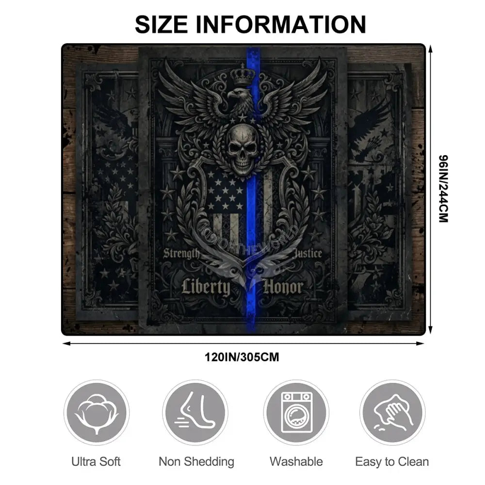 Large Area Rug Floor Carpet 10 ft x 8 ft - Blue Line Design 120’’x96’’ Rugs & Mats