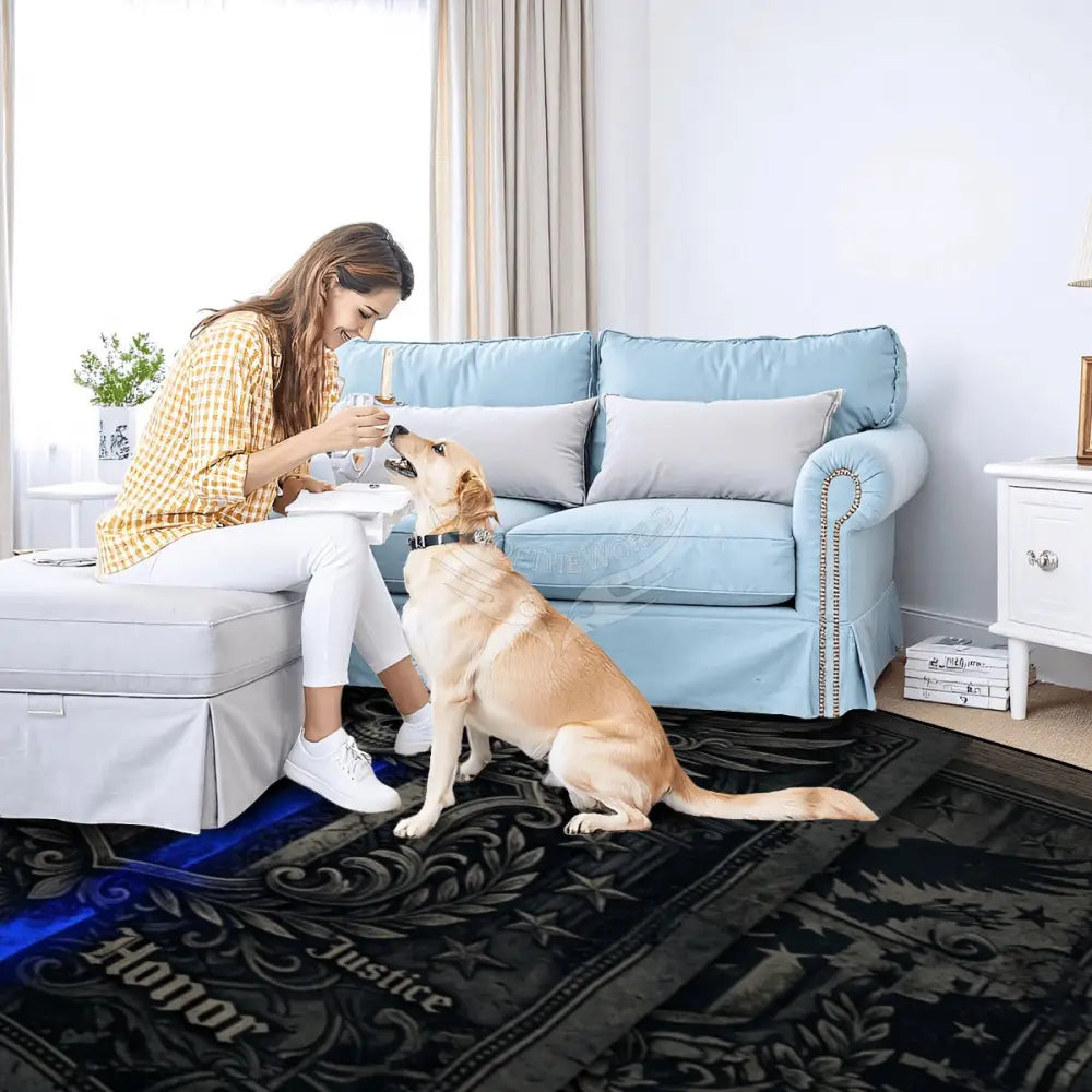 Large Area Rug Floor Carpet 10 ft x 8 ft - Blue Line Design 120’’x96’’ Rugs & Mats