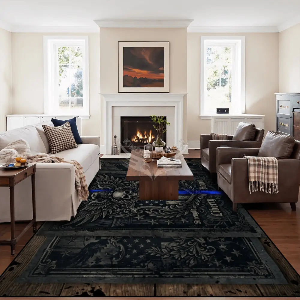 Large Area Rug Floor Carpet 10 ft x 8 ft - Blue Line Design 120’’x96’’ Rugs & Mats