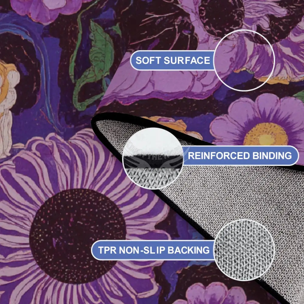Large Area Rug Floor Carpet (4:3) - Purple Abstract Floral 144’’x108’’ Rugs & Mats
