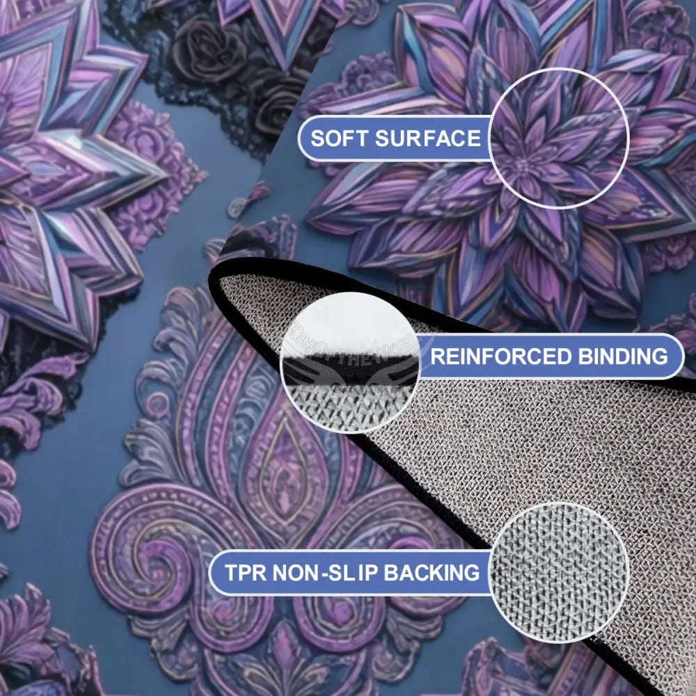 Large Area Rug Floor Carpet (5:4) Blue and Purple 3D Floral Stars 120’’x96’’ Rugs & Mats