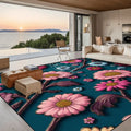 Large Area Rug Floor Carpet (5:4) 3D Floral on Dark Teal 120’’x96’’ Rugs & Mats